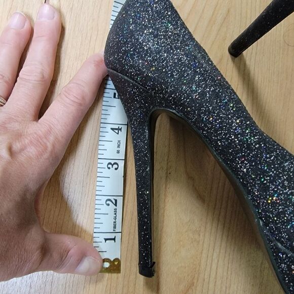 BAKERS MELINA BLACK GLITTER PLATFORM SHOES - Picture 12 of 15